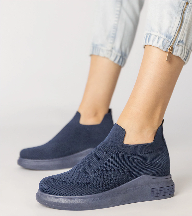 Hers Granatowe sneakersy skarpetkowe wsuwane
