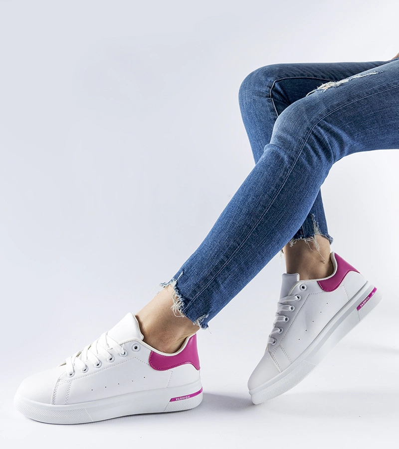 Hers Biało-różowe sneakersy