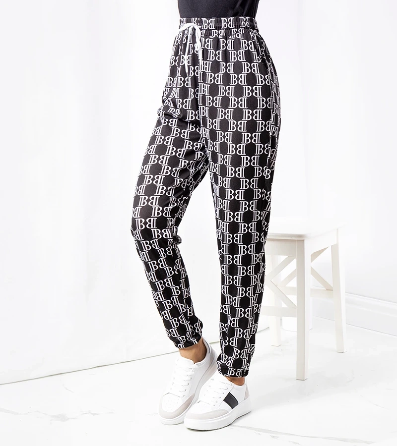 Czarne wzorzyste alladynki damskie