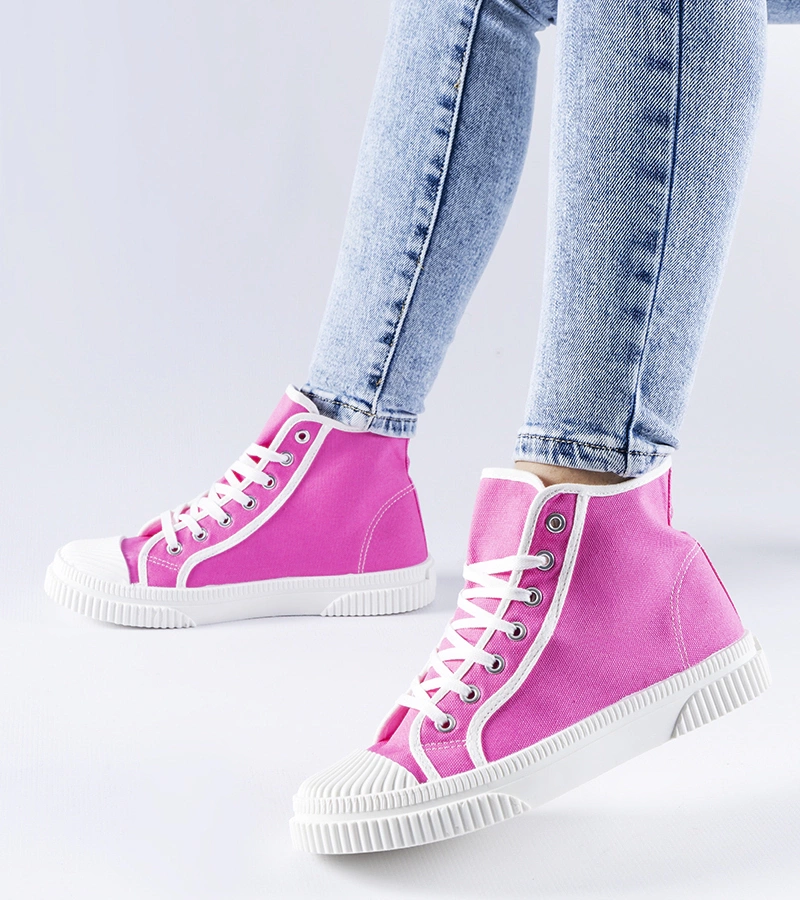 Ciemnoróżowe wysokie trampki