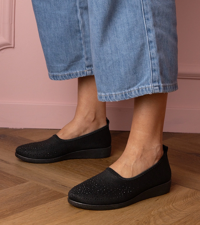 Hers Czarne damskie tenisówki z cyrkoniami