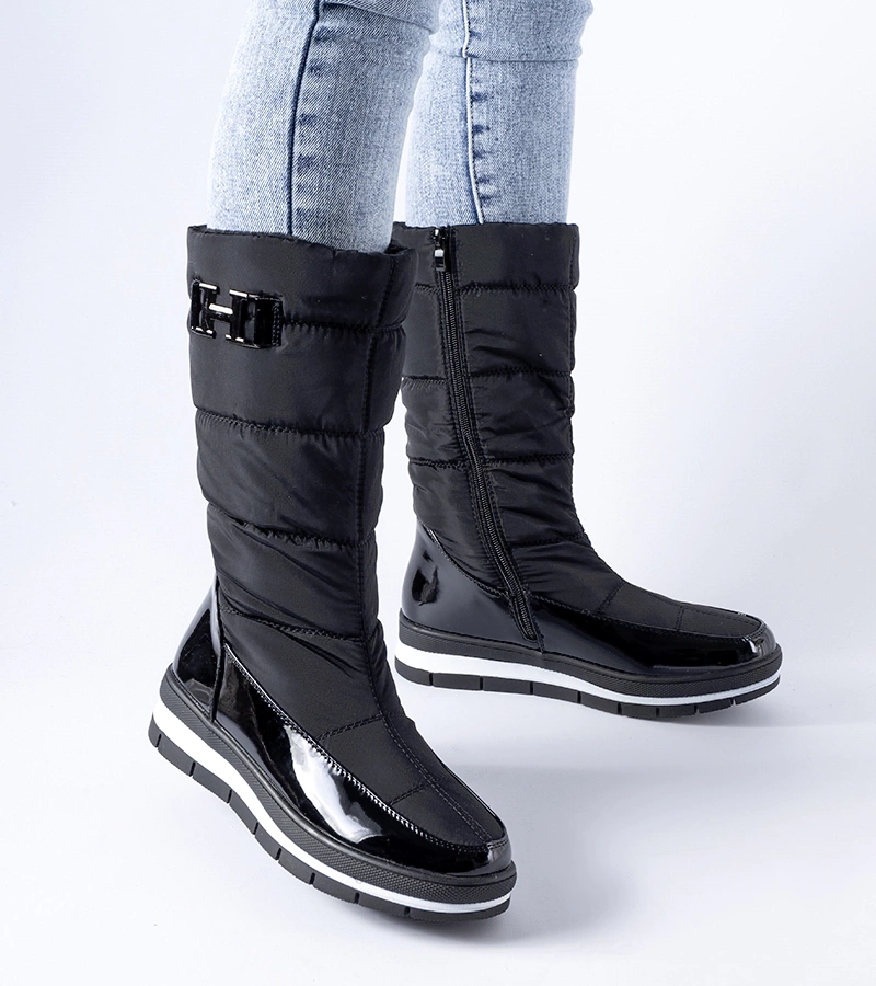 Czarne ocieplane wysokie śniegowce