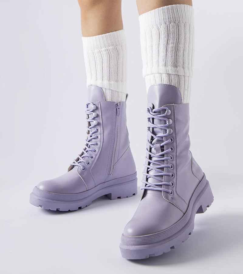 Fioletowe płaskie trapery z protektorem