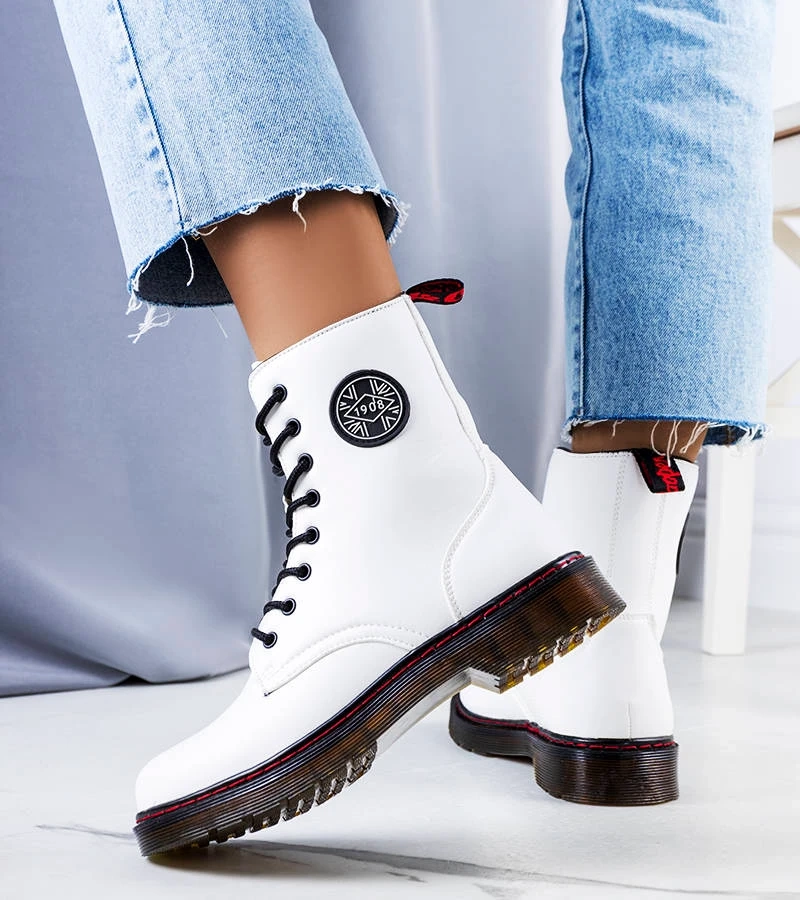 Białe ocieplane traperki LCJ-22-31-149L Lee Cooper