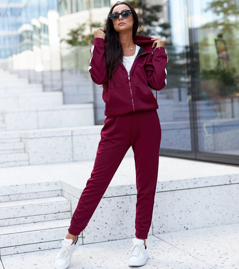 Bordowy bawełniany 2-częściowy komplet dresowy