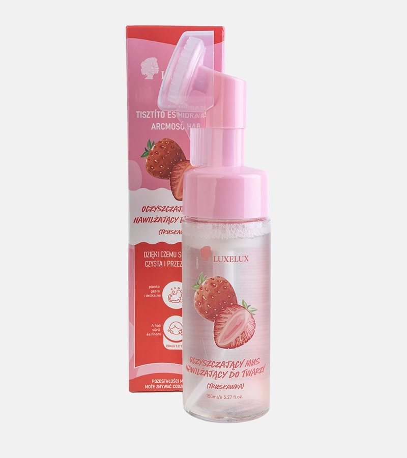 Oczyszczająco-nawilżający mus do twarzy truskawkowy Luxelux 150 ml