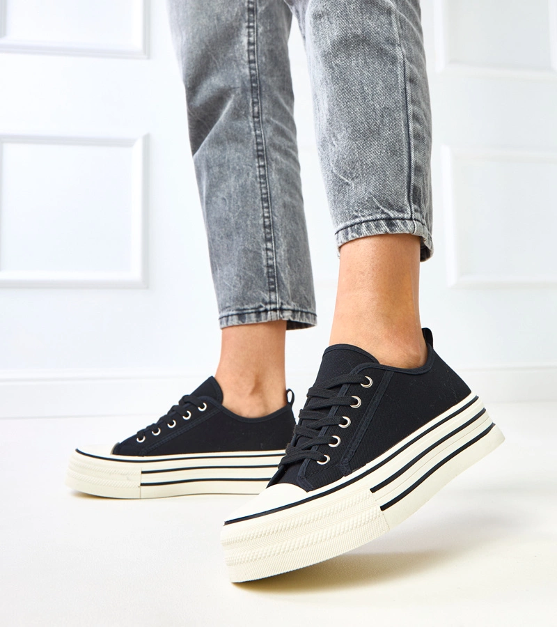 Hers Czarne trampki na platformie