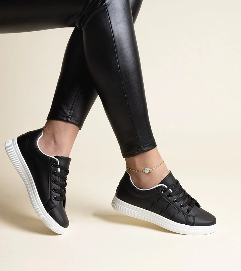 Czarne sneakersy eko skóra