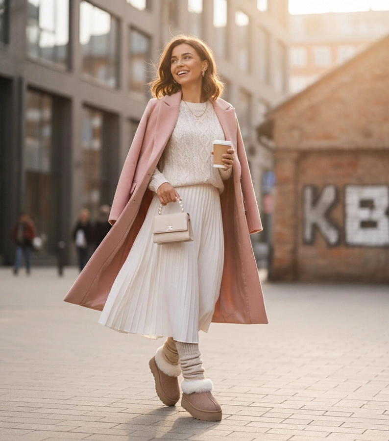 Hers Jasnobeżowe śniegowce z futerkiem