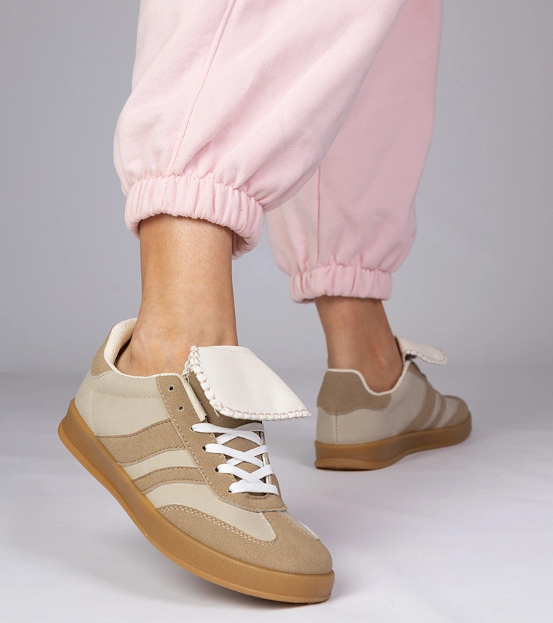 Hers Beżowe sneakersy trampki damskie sportowe