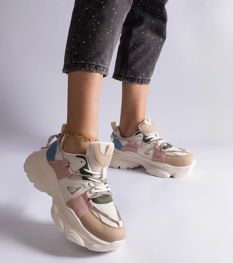 Wielokolorowe sneakersy sportowe damskie