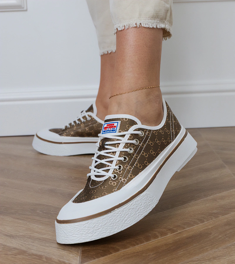 Hers Brązowe trampki damskie na platformie