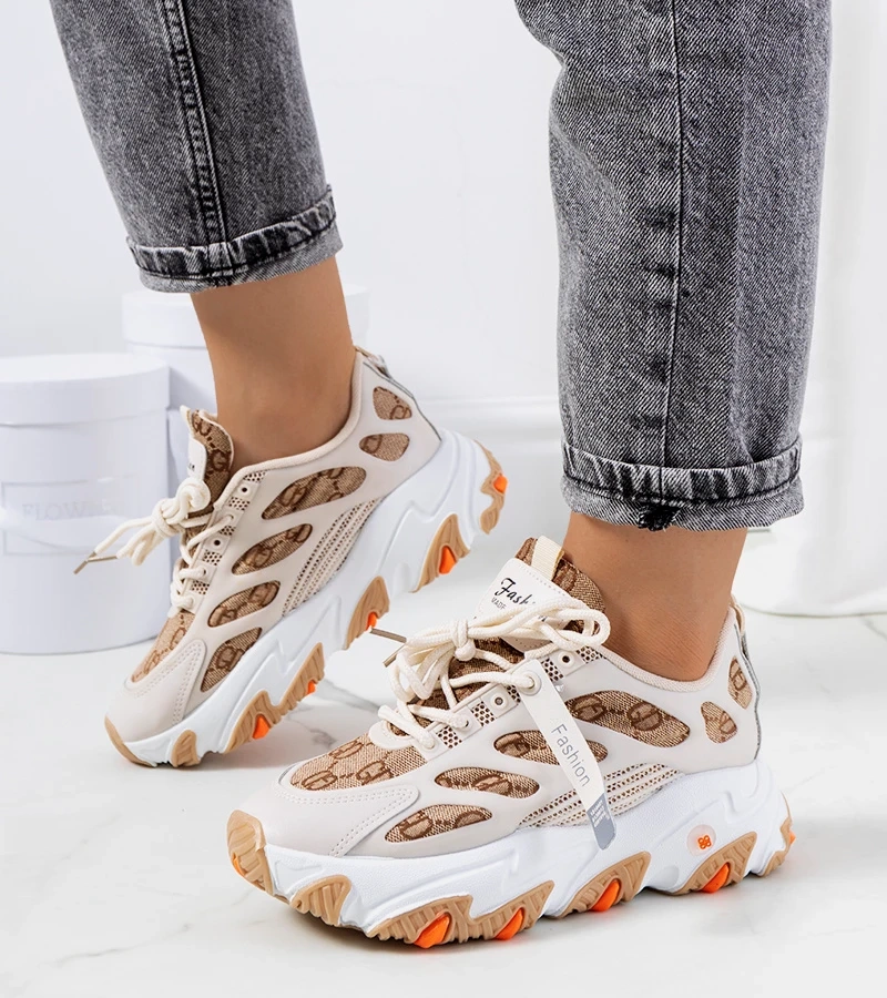 Buty beżowe sportowe sneakersy