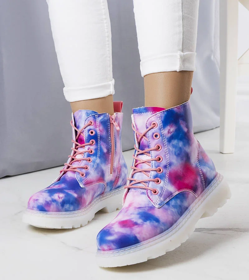 Różowe ocieplane traperki damskie