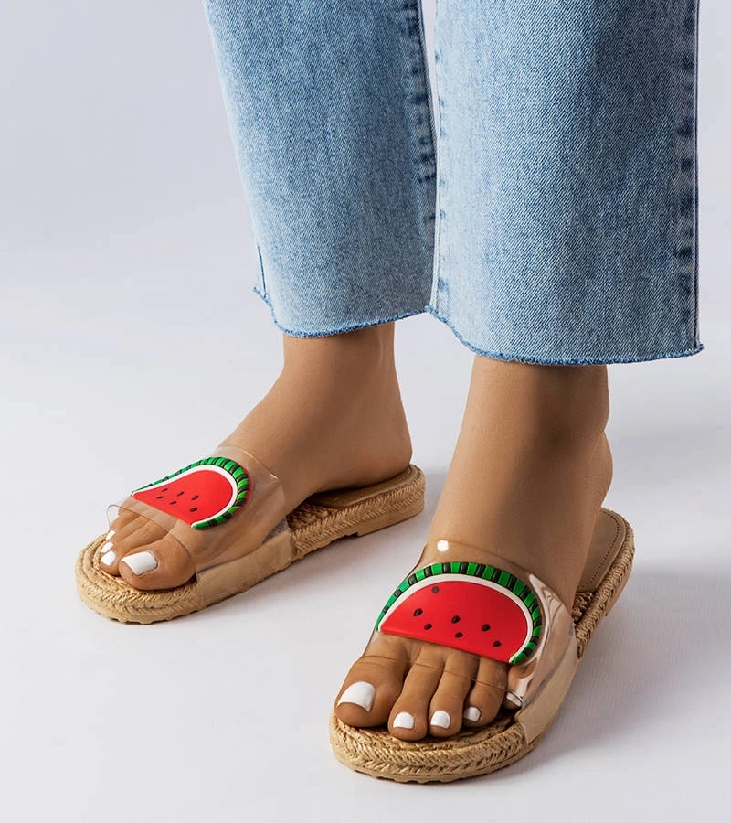 Hers Transparentne klapki zdobione arbuzem