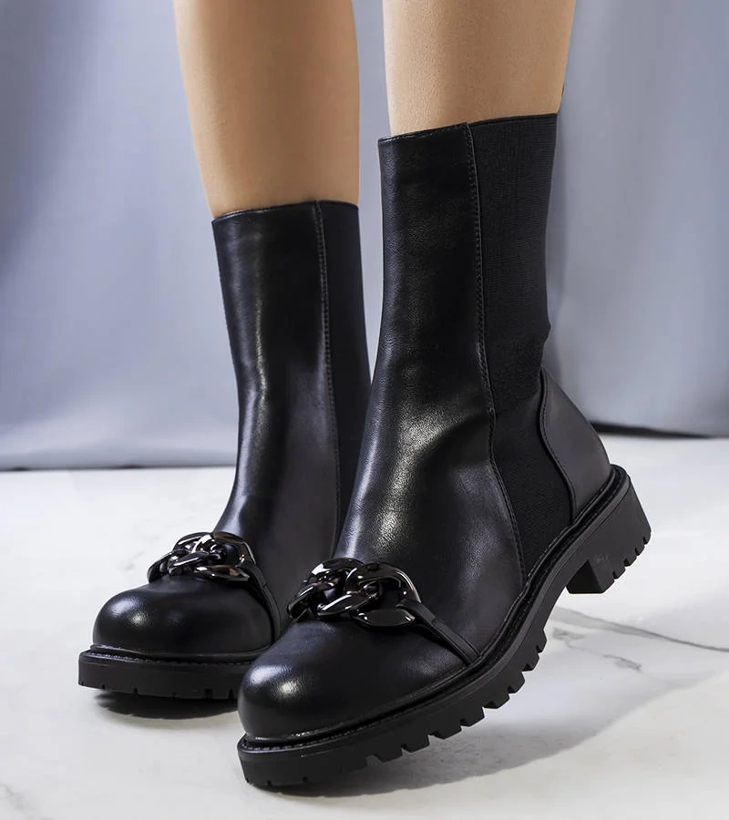 Czarne botki z eko-skóry