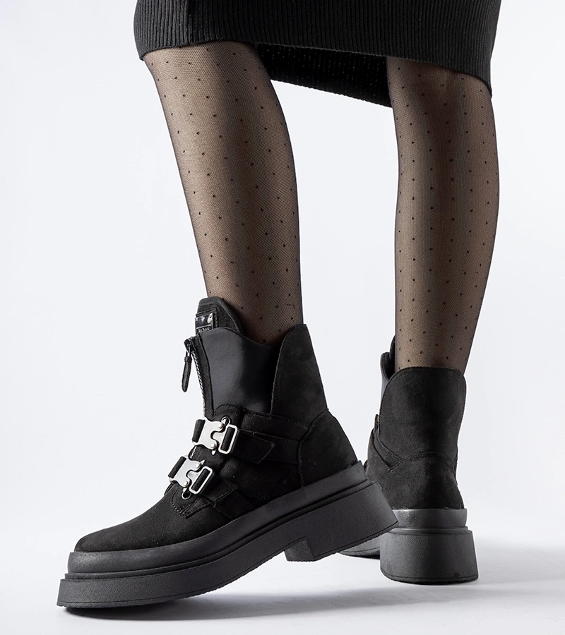 Czarne botki na platformie