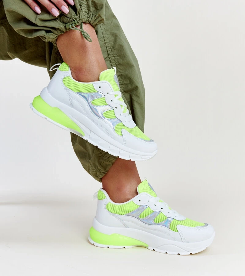 Biało-żółte sneakersy na grubej podeszwie