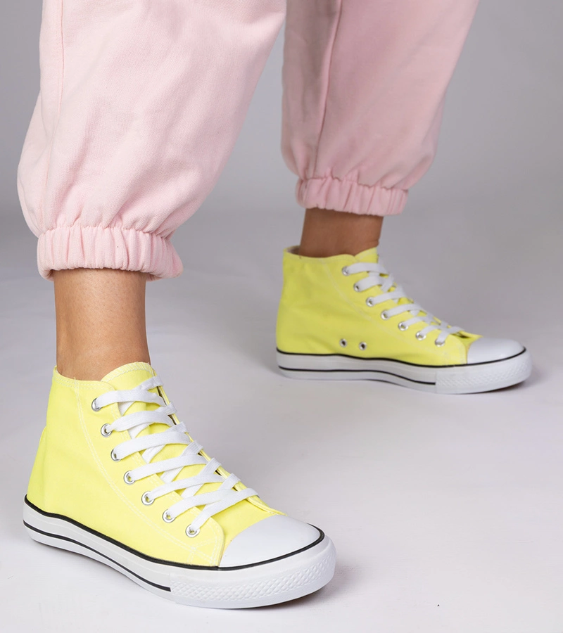 Hers Żółte klasyczne trampki za kostkę