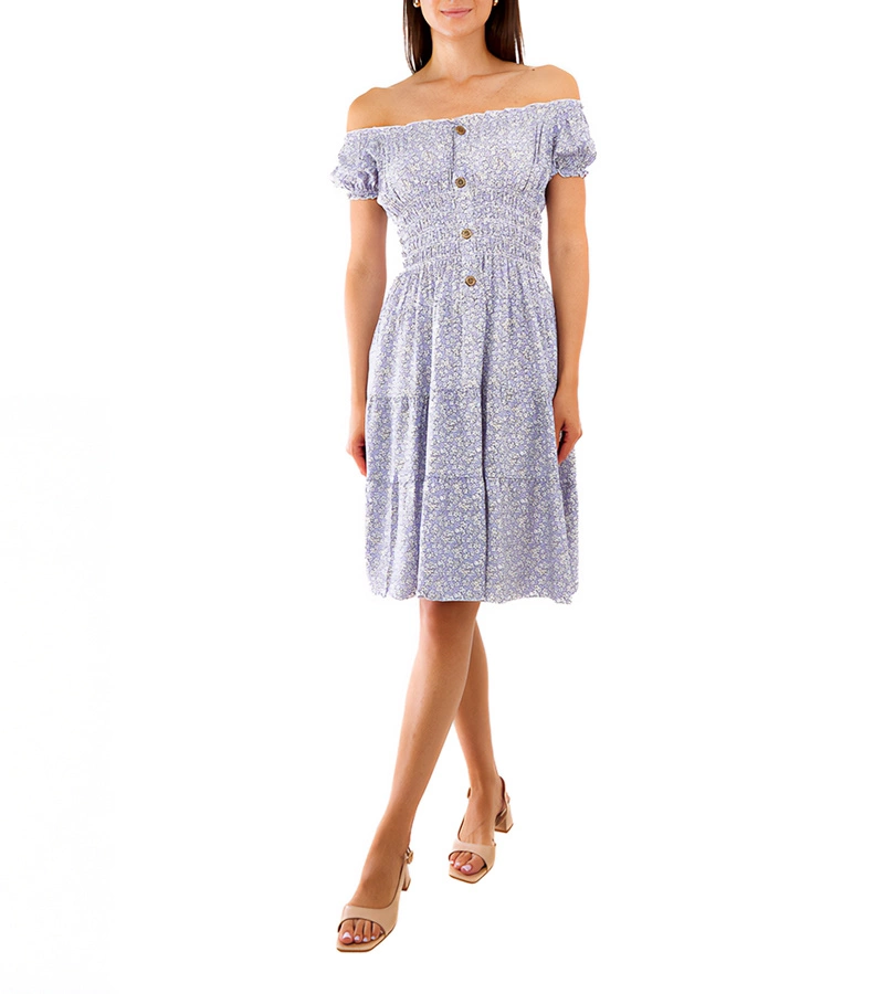 Hers Fioletowa sukienka midi w kwiaty