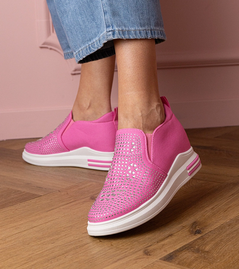 Hers Różowe damskie tenisówki na ukrytym koturnie