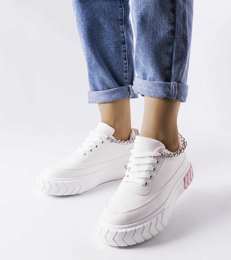 Niskie beżowe trampki na grubej podeszwie