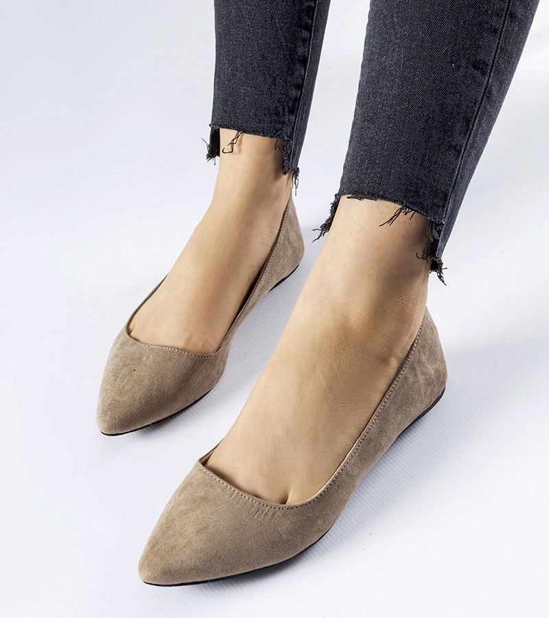 Hers Brązowe balerinki ze szpiczastym noskiem