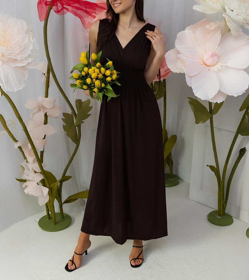 Hers Brązowa sukienka maxi