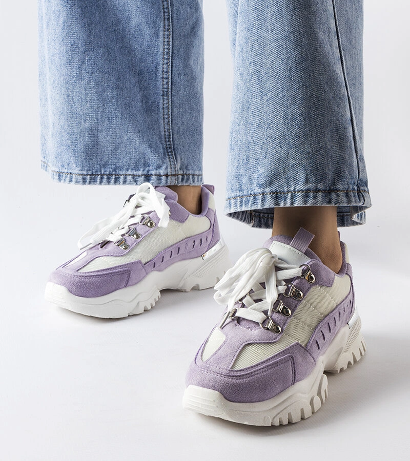 Biało-fioletowe sportowe sneakersy