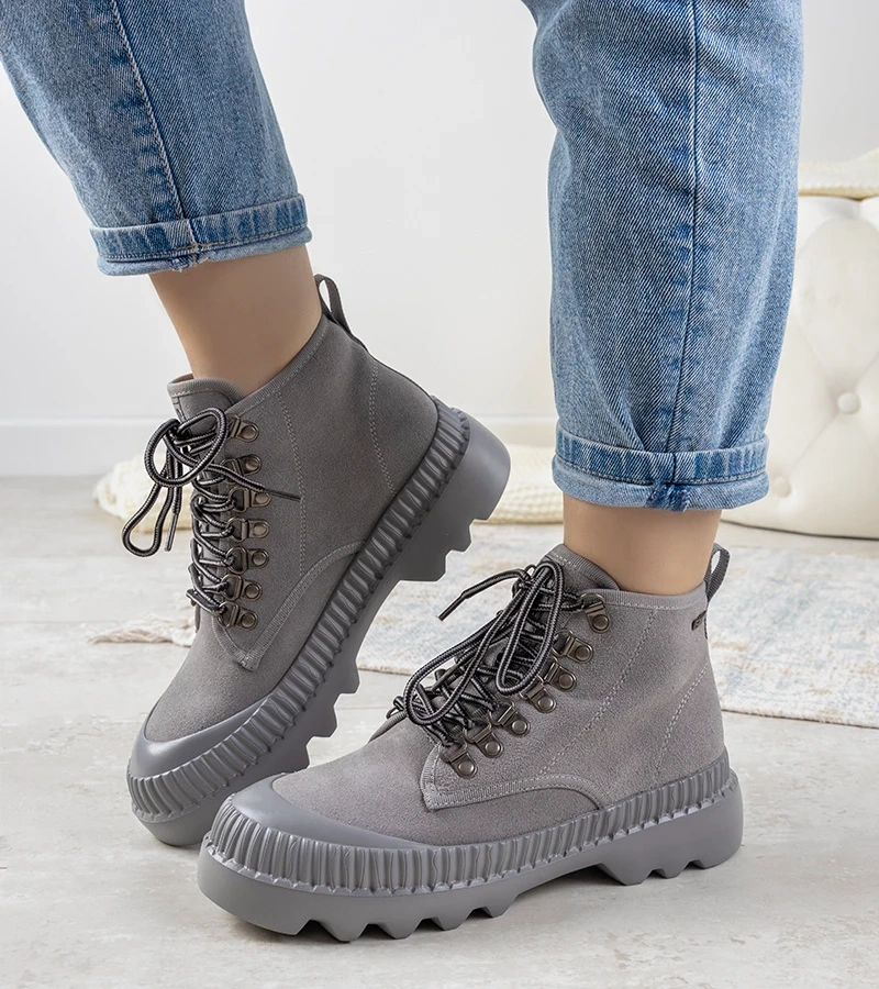 Hers Szare botki sportowe Big Star damskie