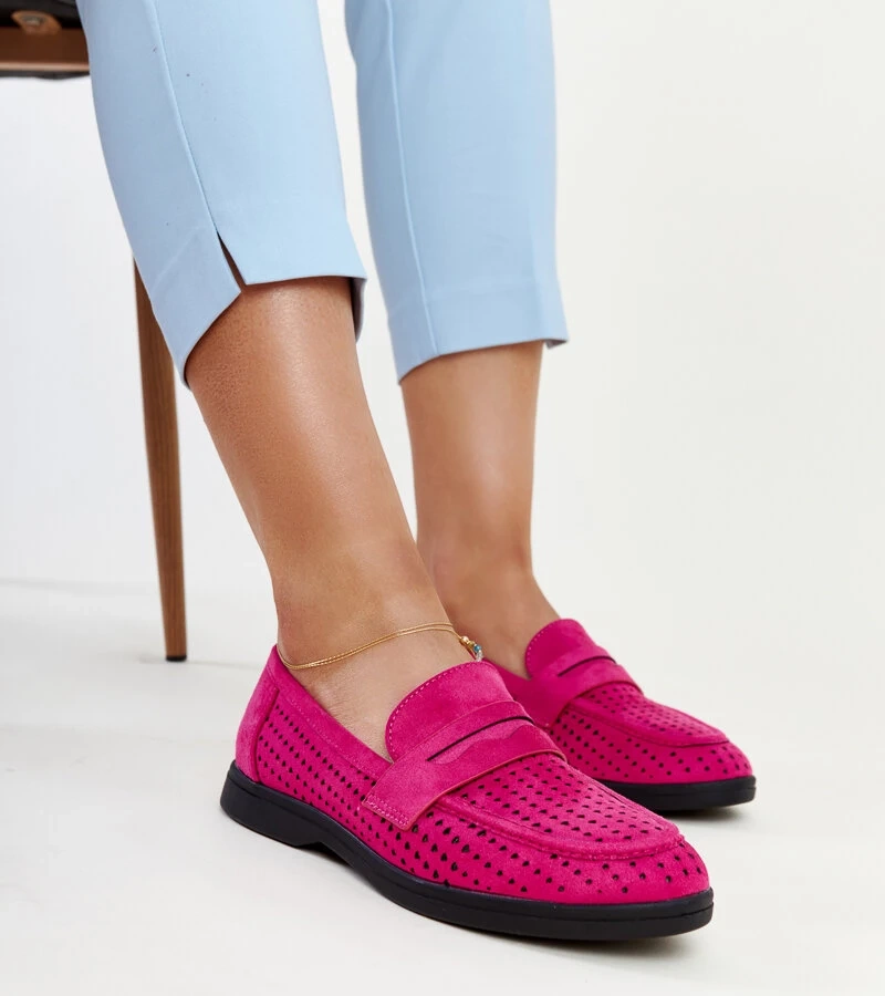 Ciemnoróżowe mokasyny zamszowe Vinceza