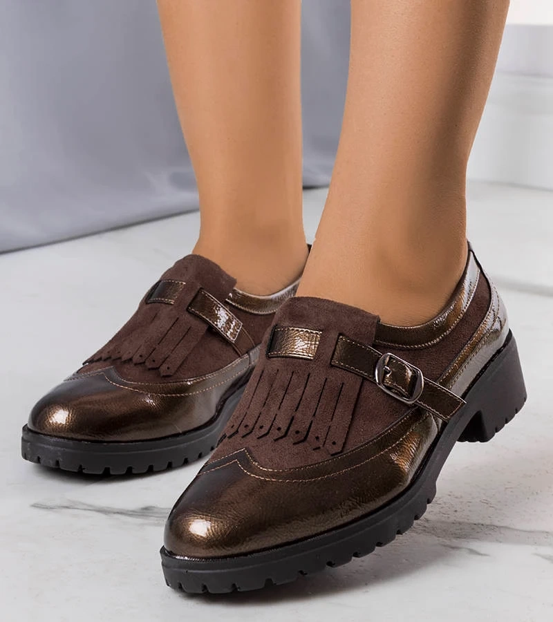 Lakierowane Brązowe półbuty