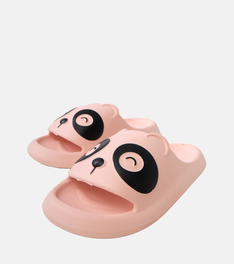 Hers Różowe klapki dziecięce z motywem pandy