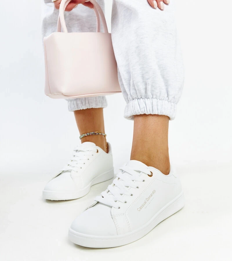 Białe trampki eko-skórzane