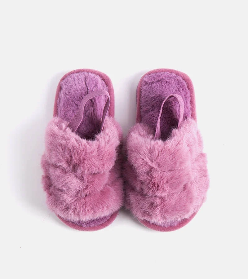 Fioletowe kapcie na gumkę