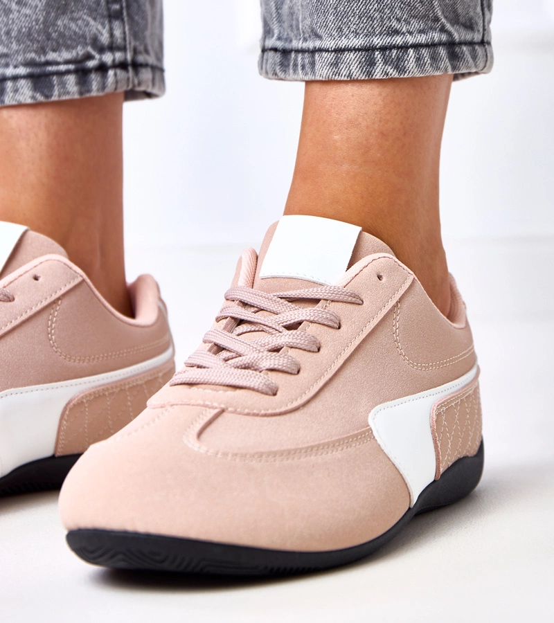 Hers Różowe damskie sneakersy sportowe z białym akcentem