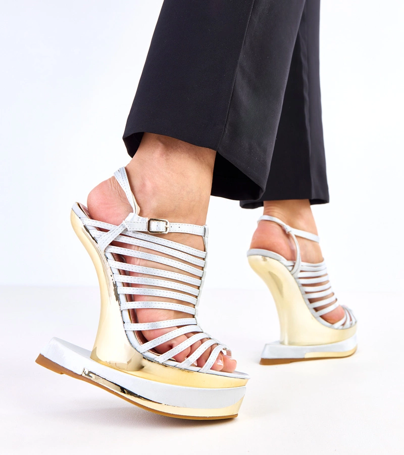 Hers Szare sandały na futurystycznym obcasie