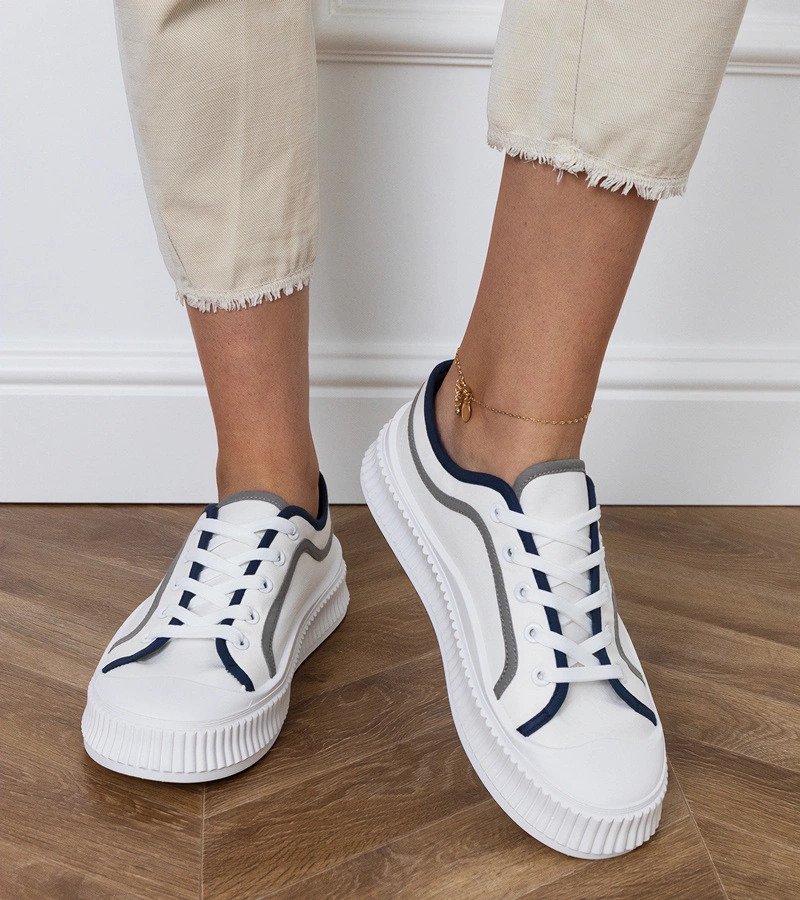 Hers Białe trampki damskie na platformie