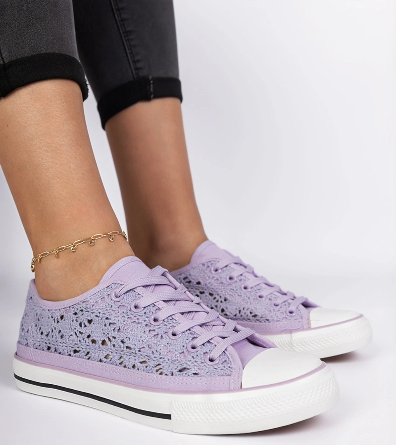 Hers Fioletowe trampki damskie ażurowe