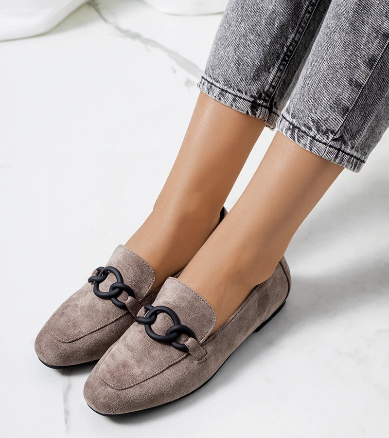 Hers Szare zamszowe mokasyny