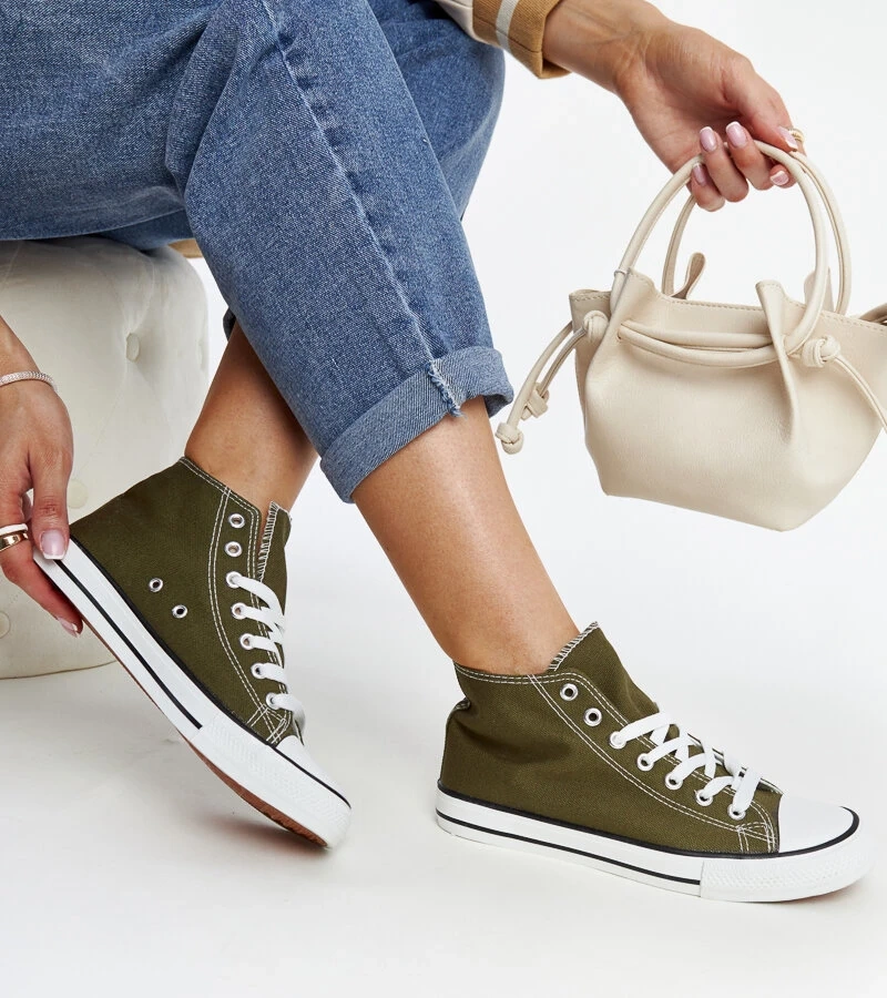 Ciemnozielone wysokie trampki