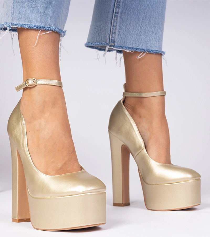 Hers Złote czółenka na wysokim słupku