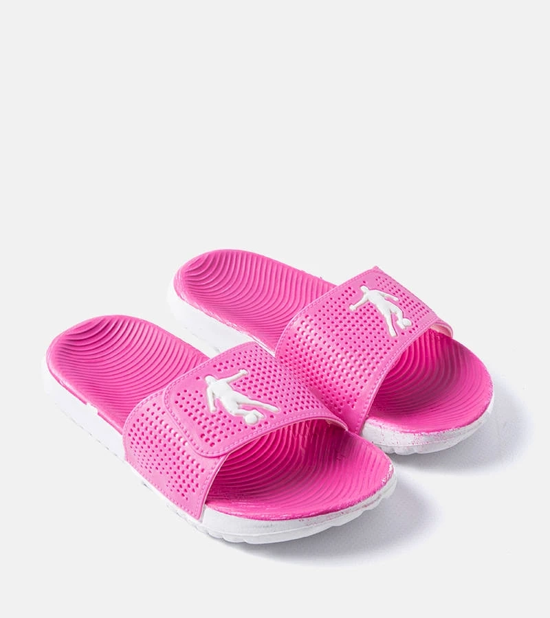 Biało-różowe gumowe klapki dziecięce