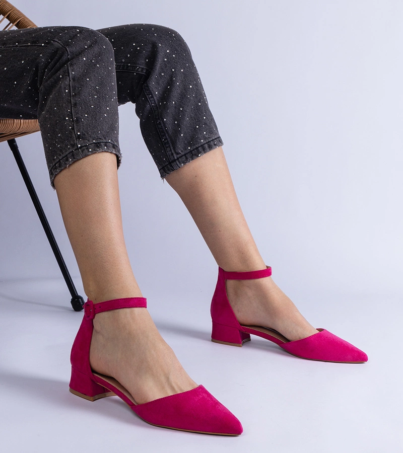 Hers czółenka damskie ciemnoróżowe na niskim słupku eleganckie