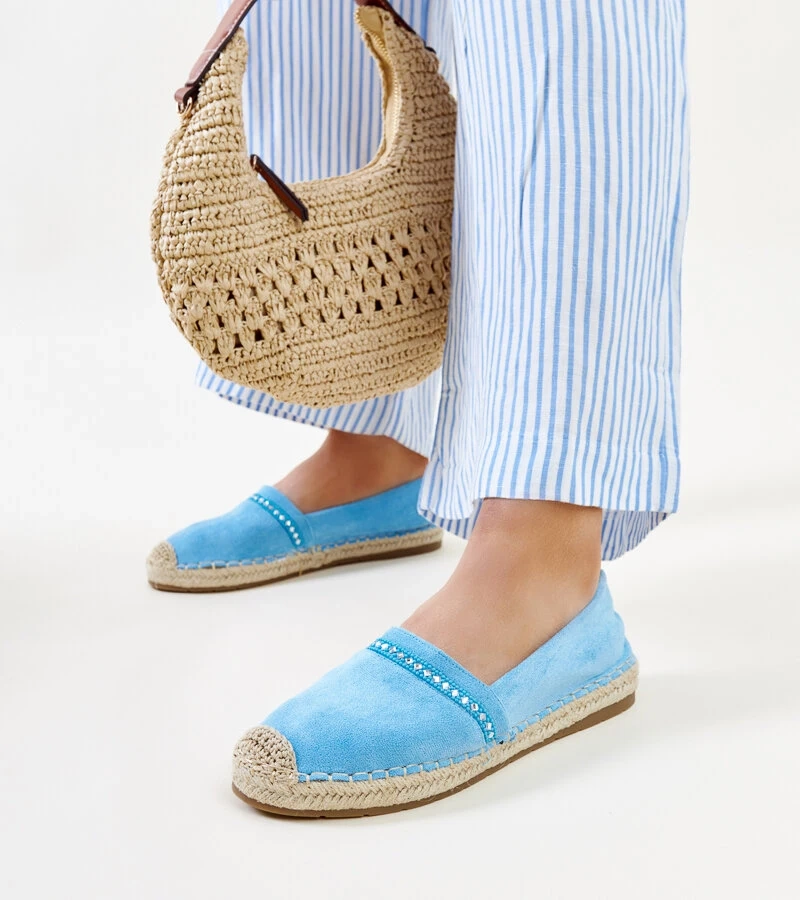 Niebieskie espadryle z cyrkoniami