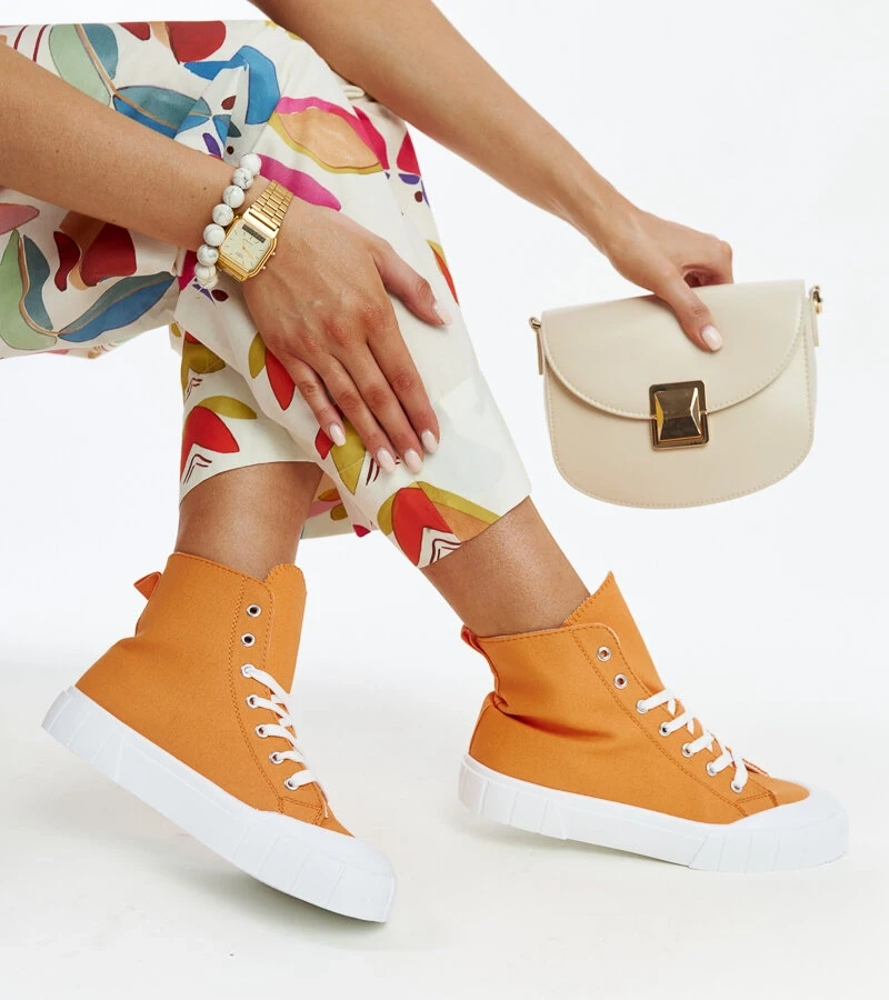 Hers Pomarańczowe wysokie trampki