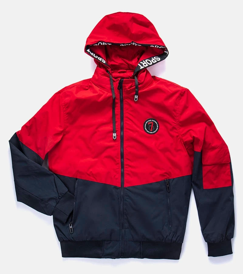 Czerwono-czarna męska kurtka przejściowa