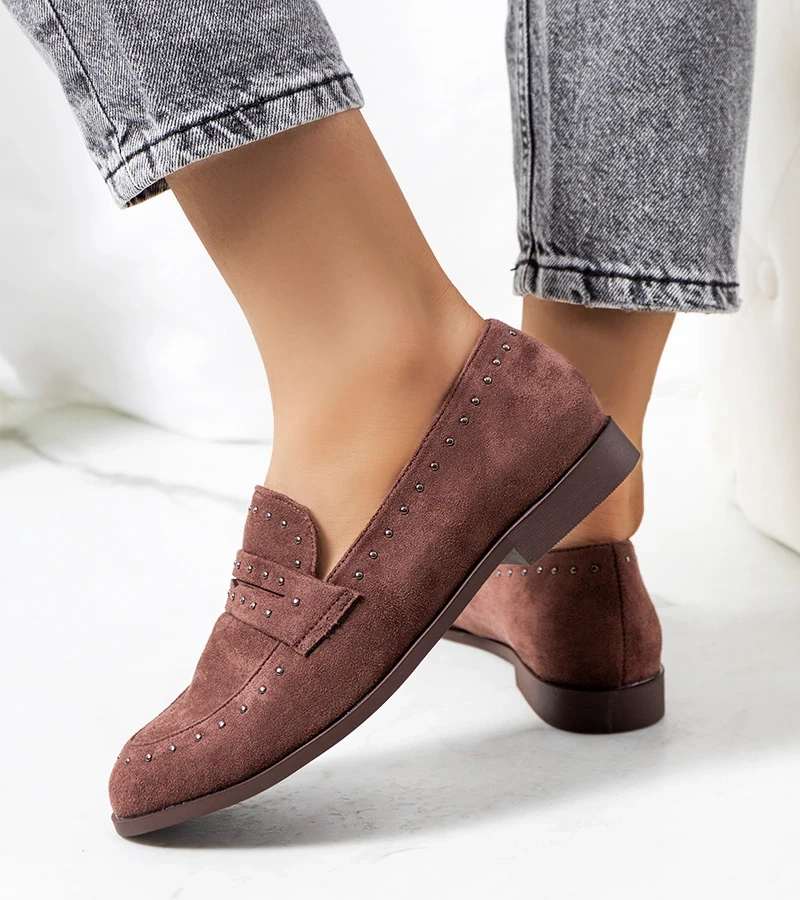 Zamszowe brązowe półbuty