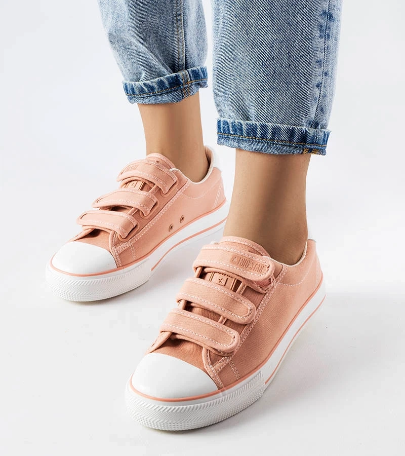 Różowe trampki na rzepy Big Star LL274A200