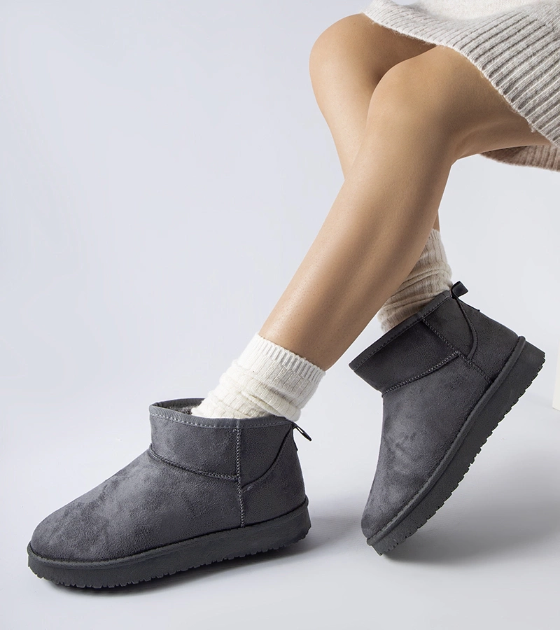 Szare ocieplane krótkie śniegowce